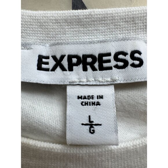 Express White Embellished T-Shirt With Rhinestone Detail Size L 100% Cotton - Picture 4 of 9